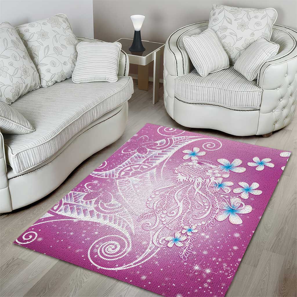 Polynesian Jellyfish Area Rug With Plumeria Pink LT05 - Polynesian Pride
