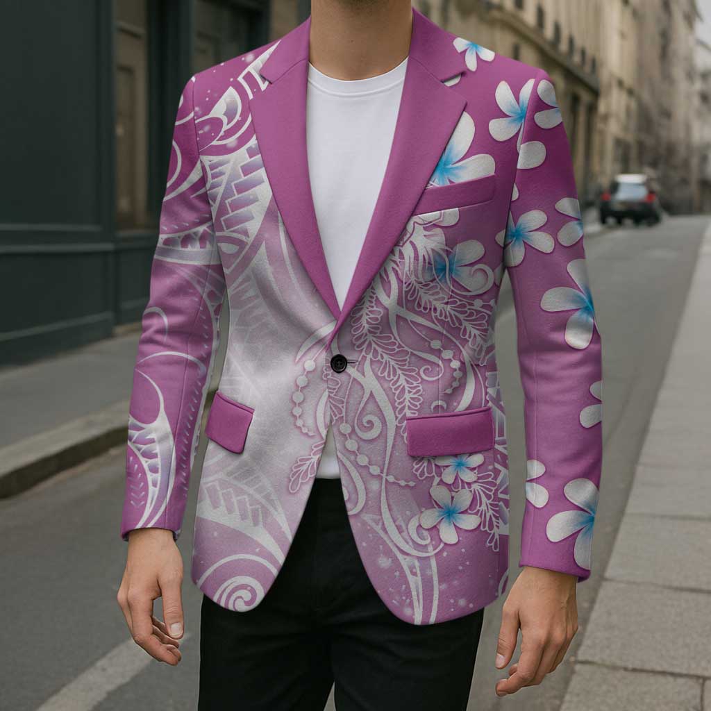 Polynesian Jellyfish Blazer With Plumeria Pink