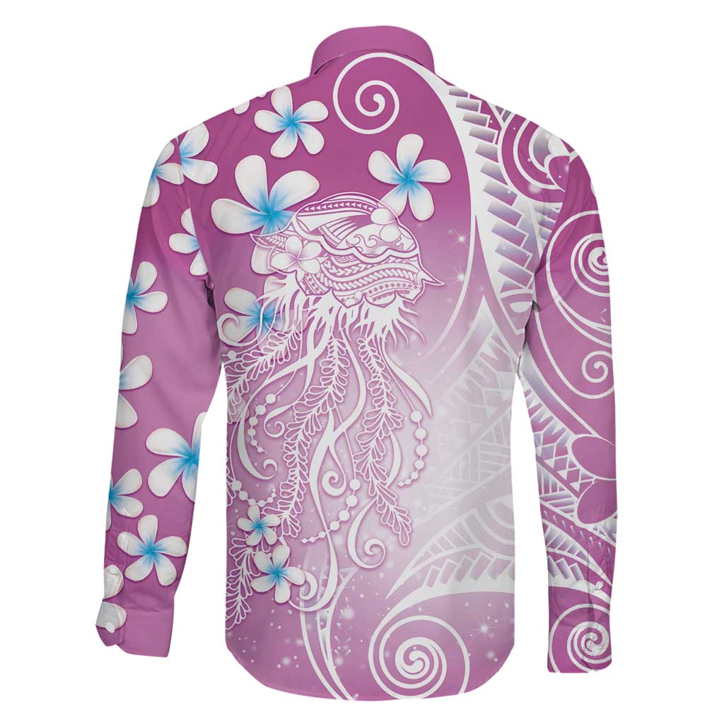 Polynesian Jellyfish Family Matching Mermaid Dress and Hawaiian Shirt With Plumeria Pink LT05 - Polynesian Pride