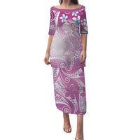 Polynesian Jellyfish Family Matching Puletasi and Hawaiian Shirt With Plumeria Pink LT05 Mom's Dress Pink - Polynesian Pride