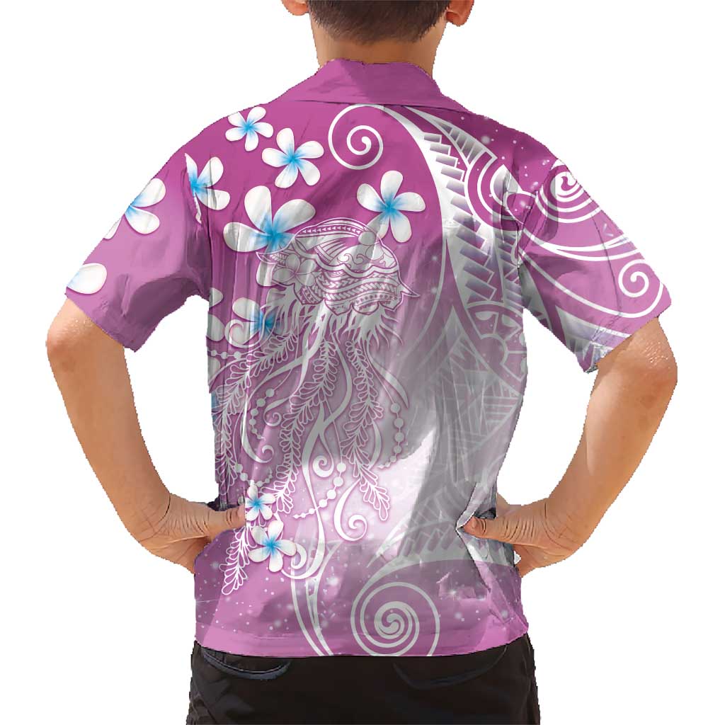 Polynesian Jellyfish Family Matching Tank Maxi Dress and Hawaiian Shirt With Plumeria Pink LT05 - Polynesian Pride