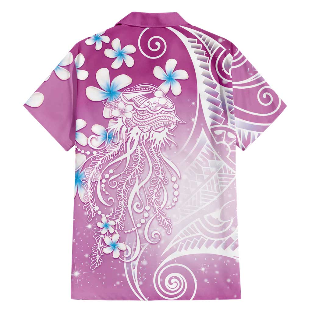 Polynesian Jellyfish Hawaiian Shirt With Plumeria Pink