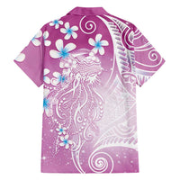 Polynesian Jellyfish Hawaiian Shirt With Plumeria Pink
