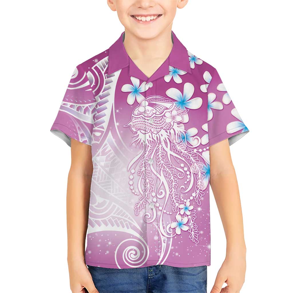 Polynesian Jellyfish Hawaiian Shirt With Plumeria Pink