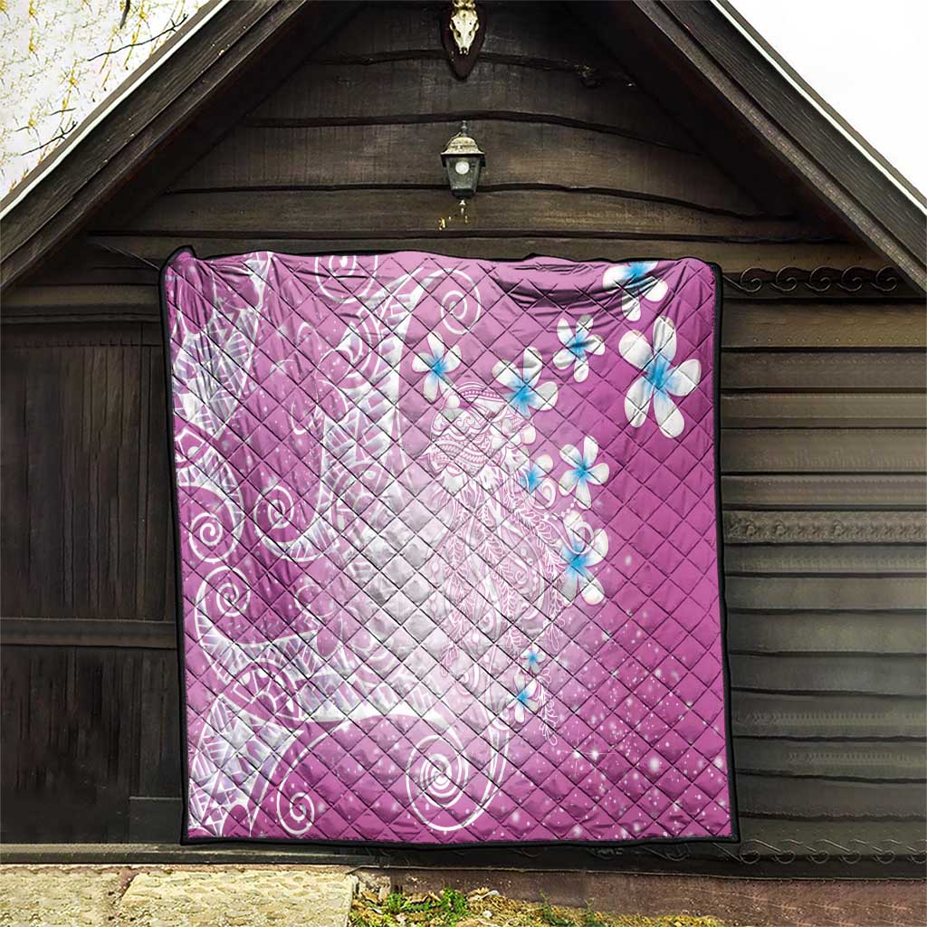 Polynesian Jellyfish Quilt With Plumeria Pink