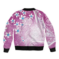 Polynesian Jellyfish Sleeve Zip Bomber Jacket With Plumeria Pink LT05 - Polynesian Pride