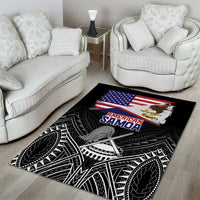 American Samoa Flag Day Area Rug Bald Eagle With Polynesian Pattern