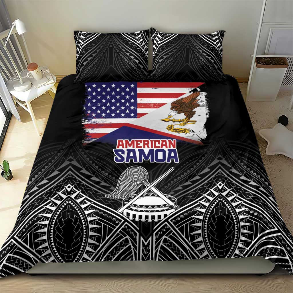 American Samoa Flag Day Bedding Set Bald Eagle With Polynesian Pattern