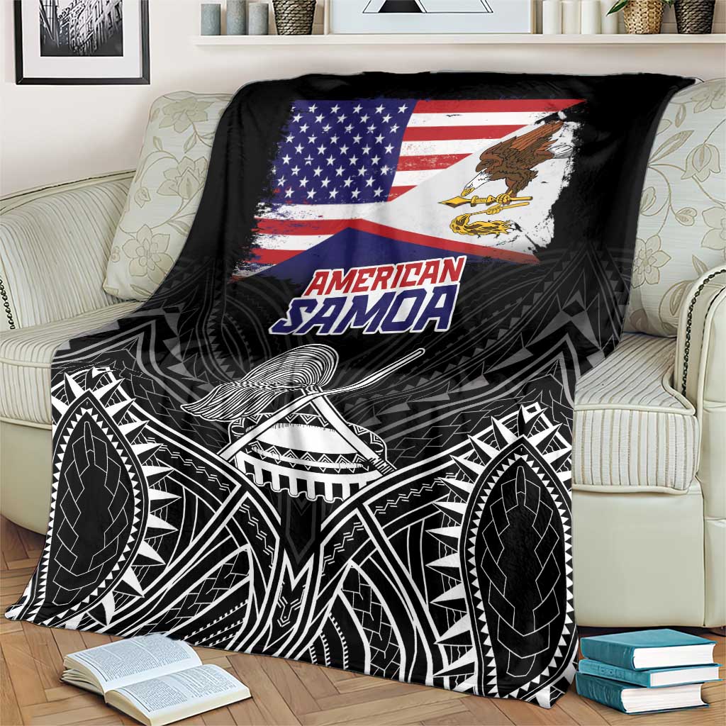 American Samoa Flag Day Blanket Bald Eagle With Polynesian Pattern