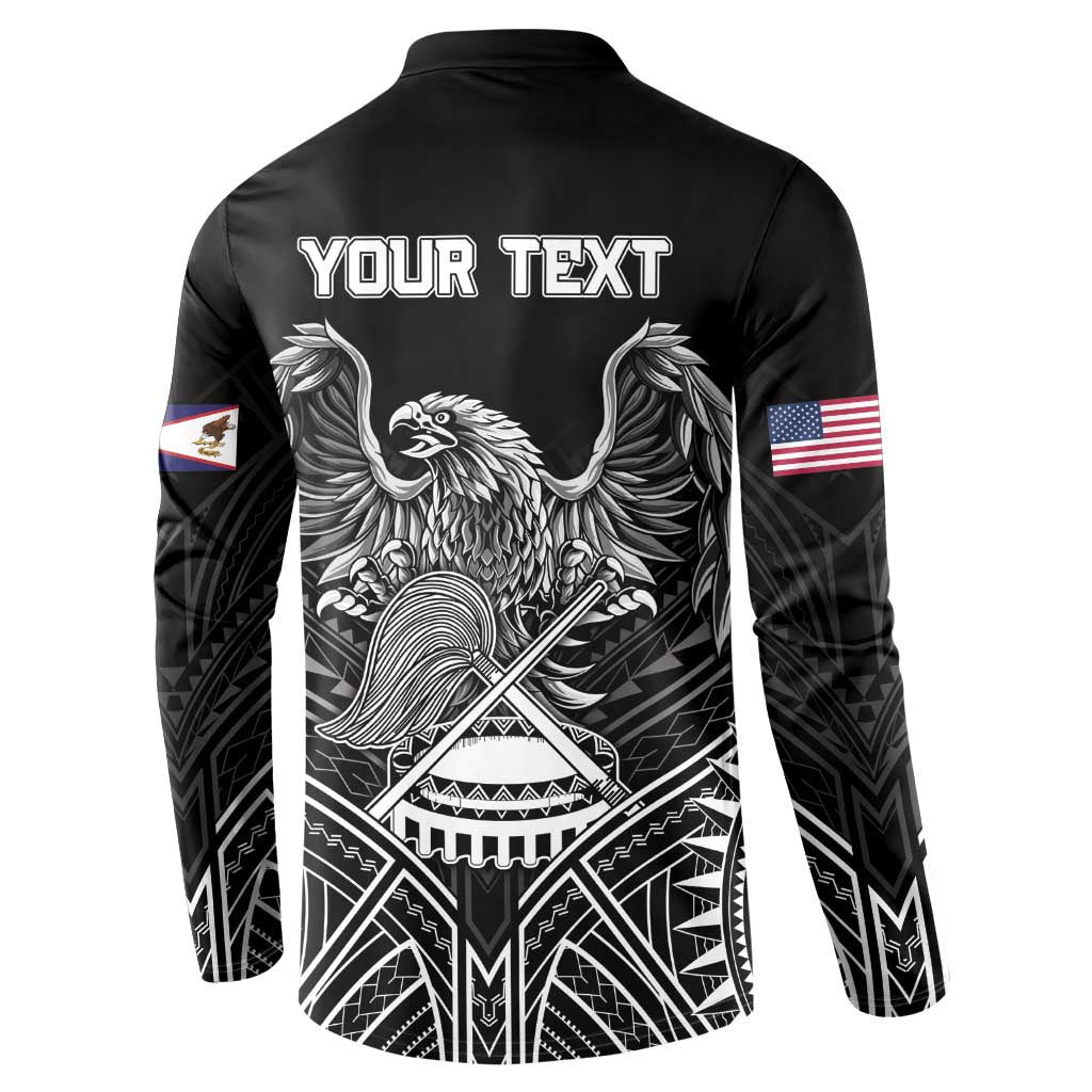American Samoa Flag Day Button Sweatshirt Bald Eagle With Polynesian Pattern