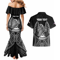 American Samoa Flag Day Couples Matching Mermaid Dress and Hawaiian Shirt Bald Eagle With Polynesian Pattern