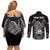American Samoa Flag Day Couples Matching Off Shoulder Short Dress and Long Sleeve Button Shirt Bald Eagle With Polynesian Pattern