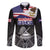 American Samoa Flag Day Family Matching Long Sleeve Bodycon Dress and Hawaiian Shirt Bald Eagle With Polynesian Pattern