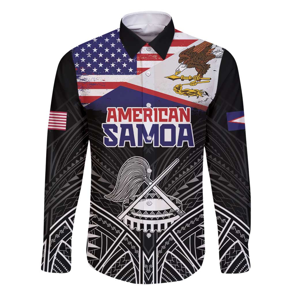 American Samoa Flag Day Family Matching Tank Maxi Dress and Hawaiian Shirt Bald Eagle With Polynesian Pattern