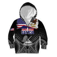 American Samoa Flag Day Kid Hoodie Bald Eagle With Polynesian Pattern