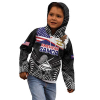 American Samoa Flag Day Kid Hoodie Bald Eagle With Polynesian Pattern