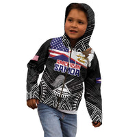 American Samoa Flag Day Kid Hoodie Bald Eagle With Polynesian Pattern