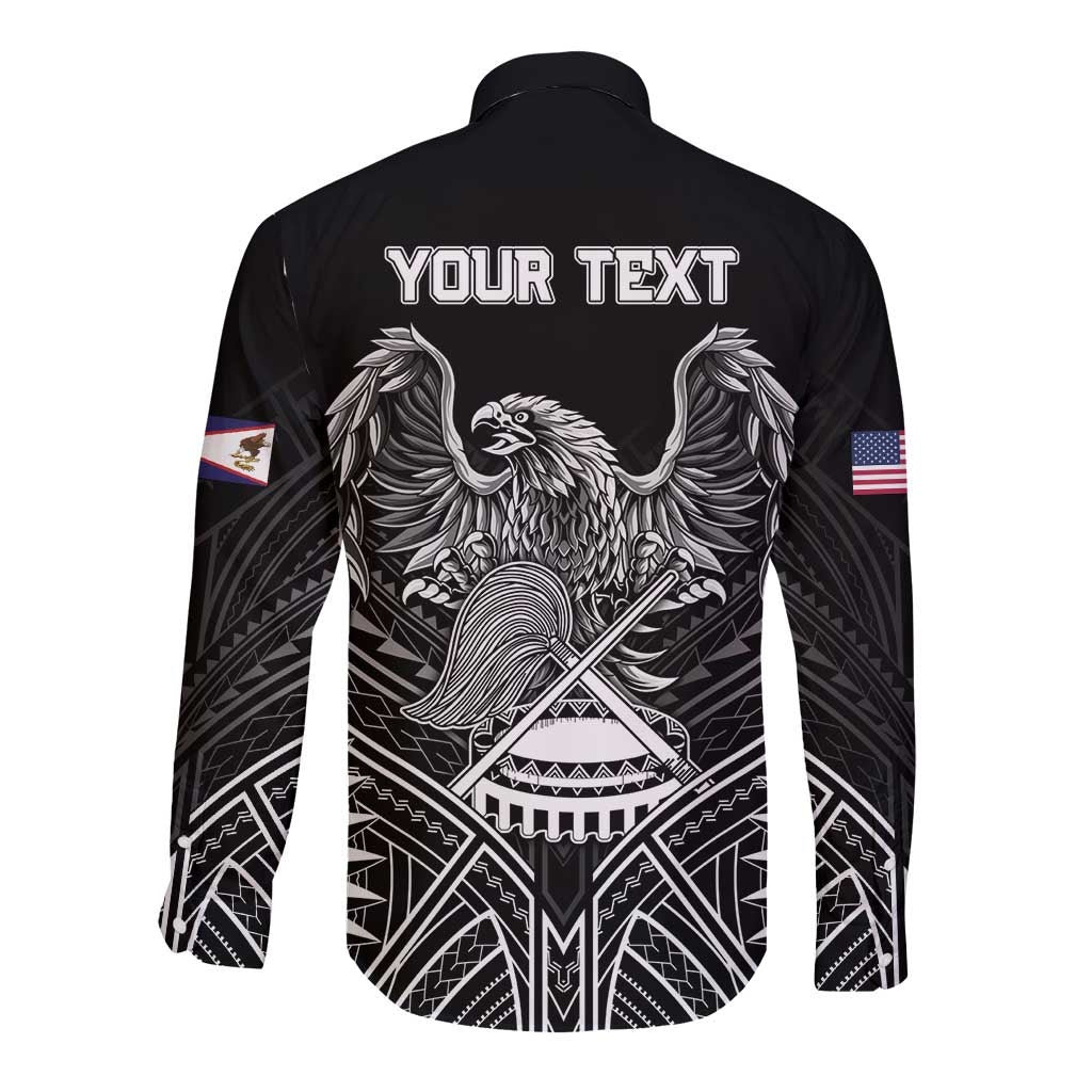 American Samoa Flag Day Long Sleeve Button Shirt Bald Eagle With Polynesian Pattern