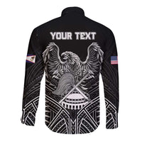 American Samoa Flag Day Long Sleeve Button Shirt Bald Eagle With Polynesian Pattern