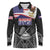 American Samoa Flag Day Long Sleeve Polo Shirt Bald Eagle With Polynesian Pattern