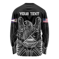 American Samoa Flag Day Long Sleeve Shirt Bald Eagle With Polynesian Pattern
