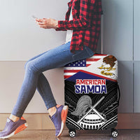 American Samoa Flag Day Luggage Cover Bald Eagle With Polynesian Pattern