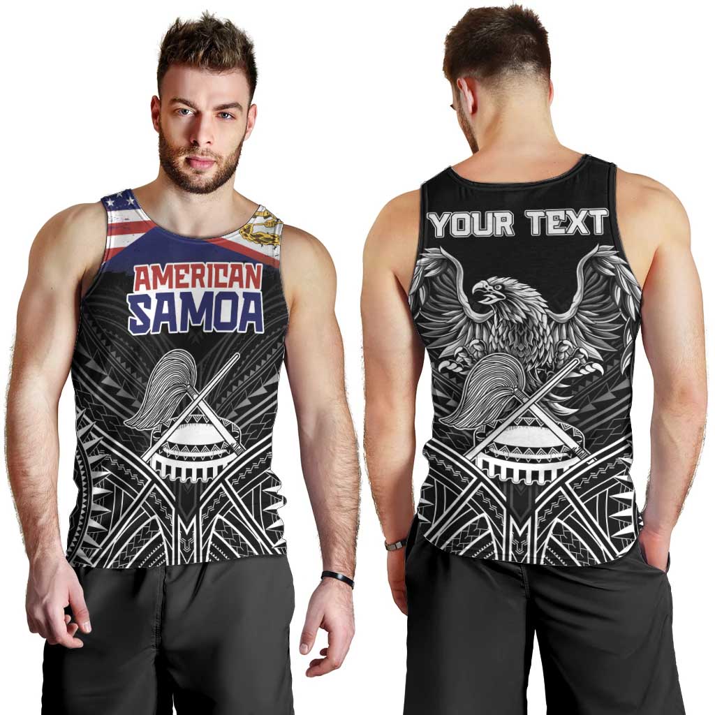 American Samoa Flag Day Men Tank Top Bald Eagle With Polynesian Pattern