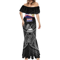 American Samoa Flag Day Mermaid Dress Bald Eagle With Polynesian Pattern