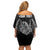 American Samoa Flag Day Off Shoulder Short Dress Bald Eagle With Polynesian Pattern