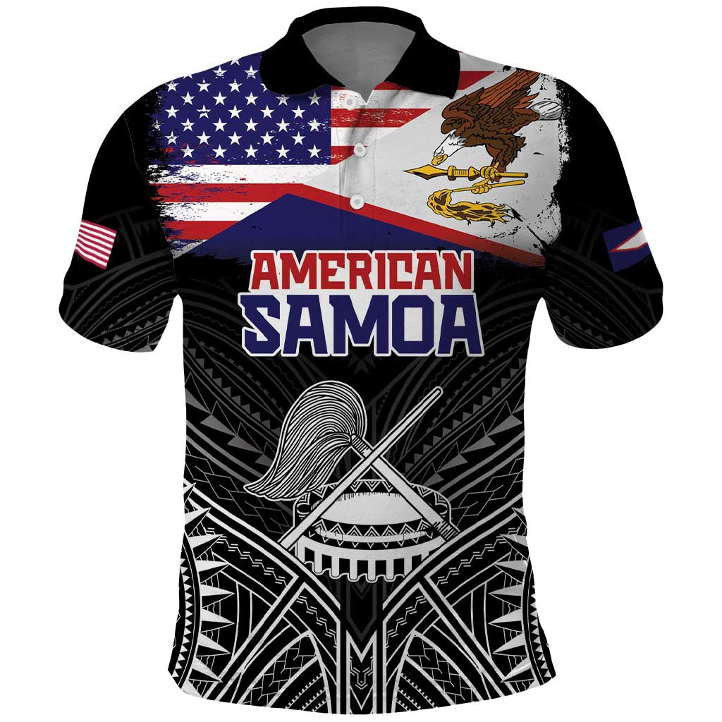 American Samoa Flag Day Polo Shirt Bald Eagle With Polynesian Pattern