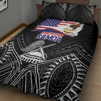 American Samoa Flag Day Quilt Bed Set Bald Eagle With Polynesian Pattern