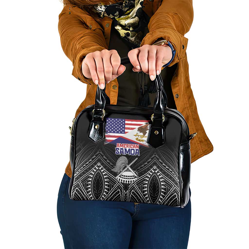 American Samoa Flag Day Shoulder Handbag Bald Eagle With Polynesian Pattern