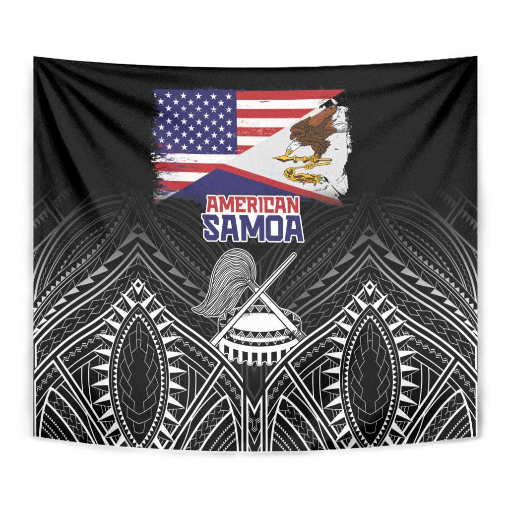 American Samoa Flag Day Tapestry Bald Eagle With Polynesian Pattern