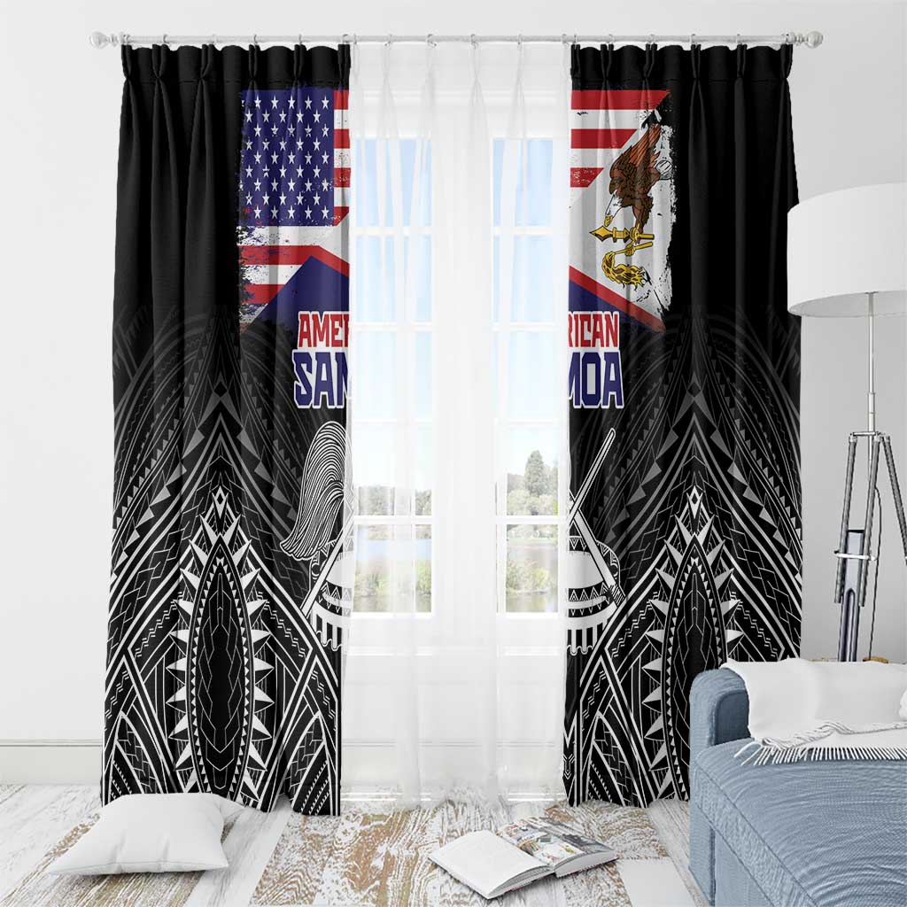 American Samoa Flag Day Window Curtain Bald Eagle With Polynesian Pattern