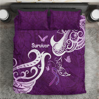 Fibromyalgia Awareness Bedding Set Polynesian Purple Ribbon