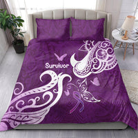 Fibromyalgia Awareness Bedding Set Polynesian Purple Ribbon