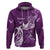 Personalised Fibromyalgia Awareness Hoodie Polynesian Purple Ribbon