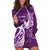 Personalised Fibromyalgia Awareness Hoodie Dress Polynesian Purple Ribbon