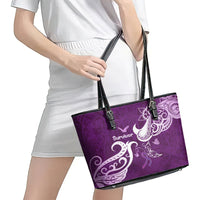 Fibromyalgia Awareness Leather Tote Bag Polynesian Purple Ribbon