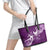 Fibromyalgia Awareness Leather Tote Bag Polynesian Purple Ribbon