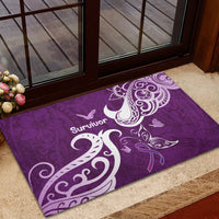 Fibromyalgia Awareness Rubber Doormat Polynesian Purple Ribbon