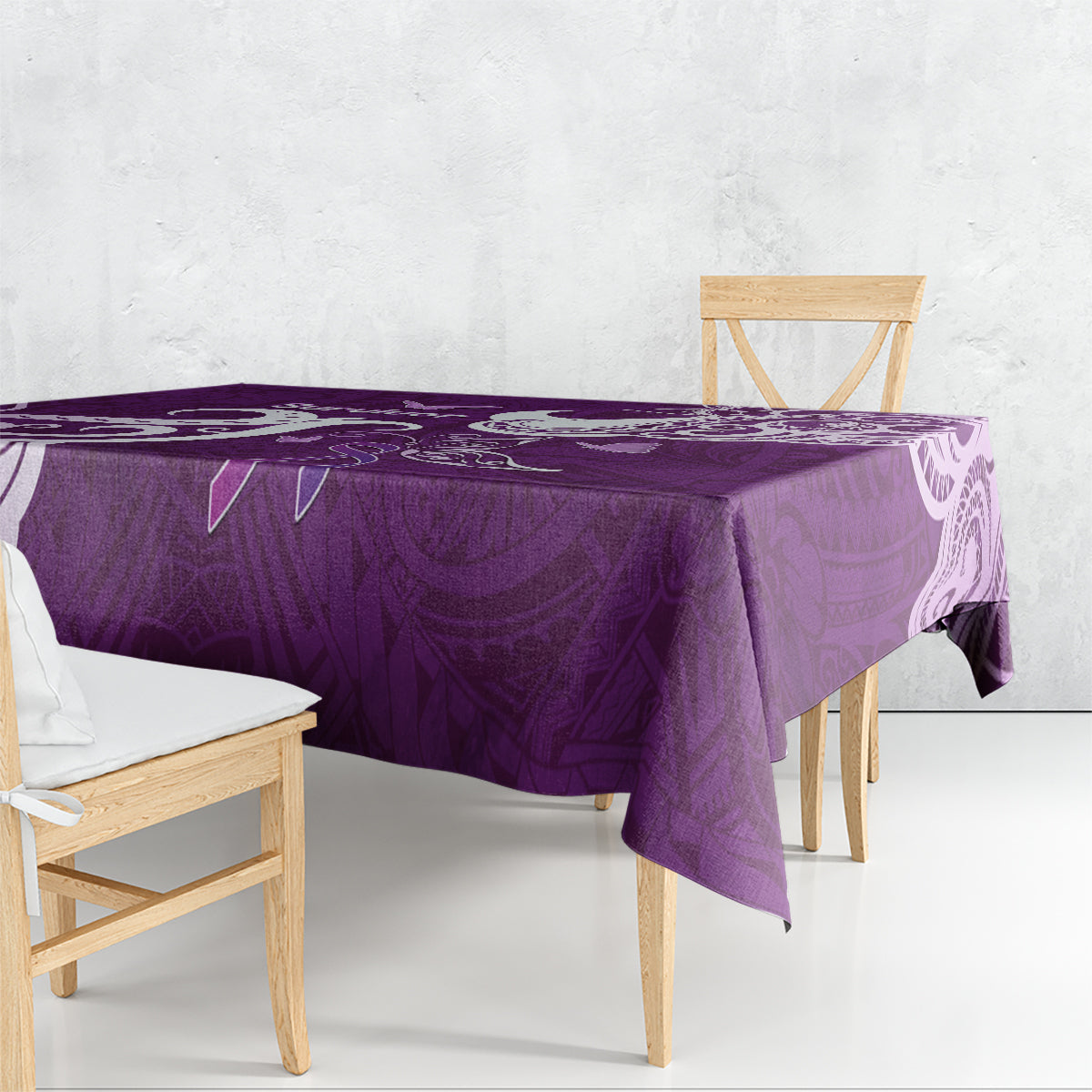 Fibromyalgia Awareness Tablecloth Polynesian Purple Ribbon
