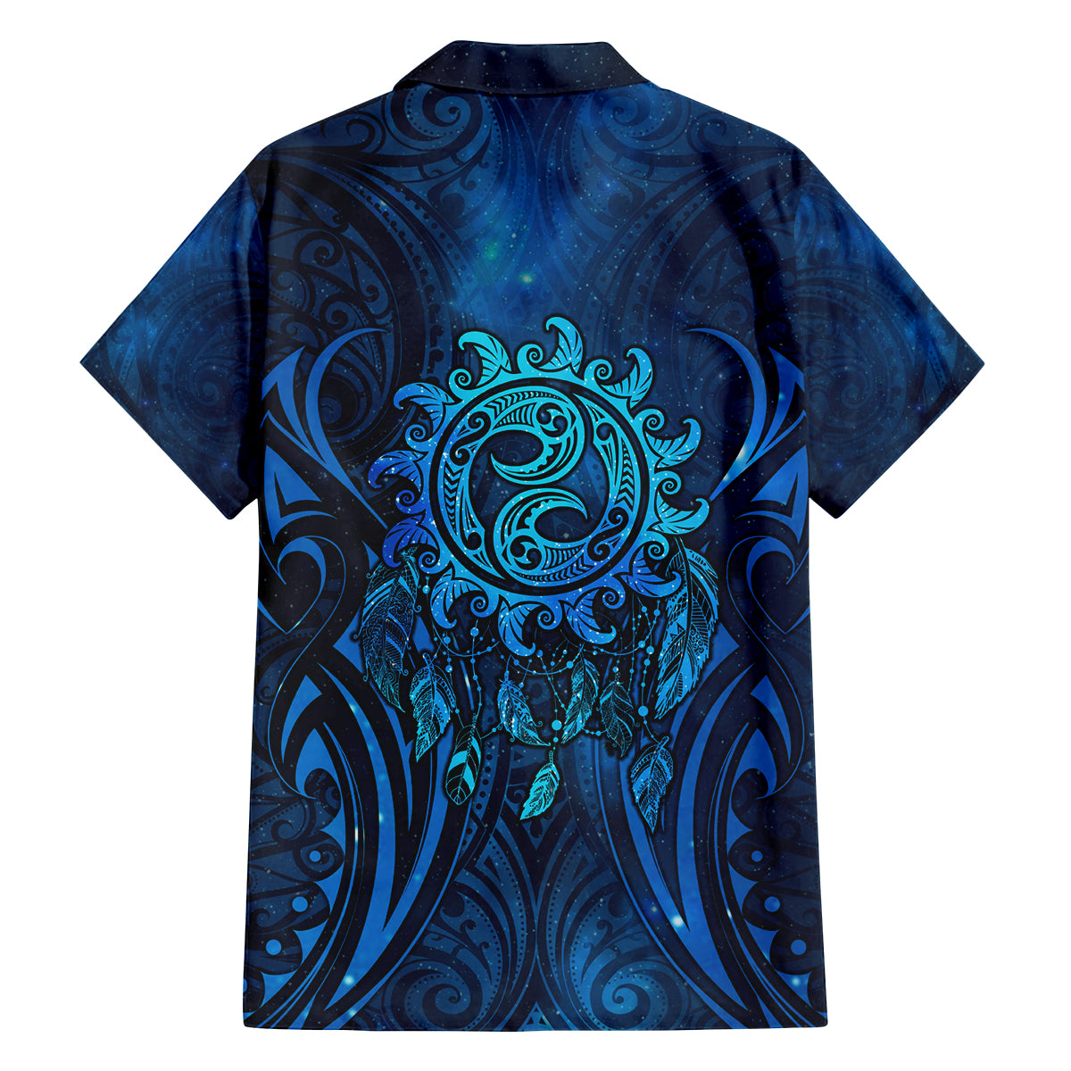 New Zealand Dream Catcher Family Matching Long Sleeve Bodycon Dress and Hawaiian Shirt Maori Koru Pattern Blue Version LT05 - Polynesian Pride