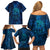 New Zealand Dream Catcher Family Matching Off Shoulder Short Dress and Hawaiian Shirt Maori Koru Pattern Blue Version