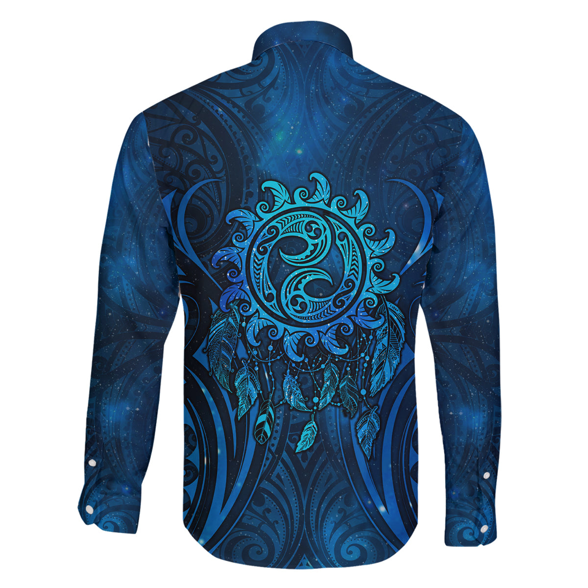 New Zealand Dream Catcher Family Matching Off Shoulder Short Dress and Hawaiian Shirt Maori Koru Pattern Blue Version LT05 - Polynesian Pride