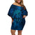 New Zealand Dream Catcher Family Matching Off Shoulder Short Dress and Hawaiian Shirt Maori Koru Pattern Blue Version