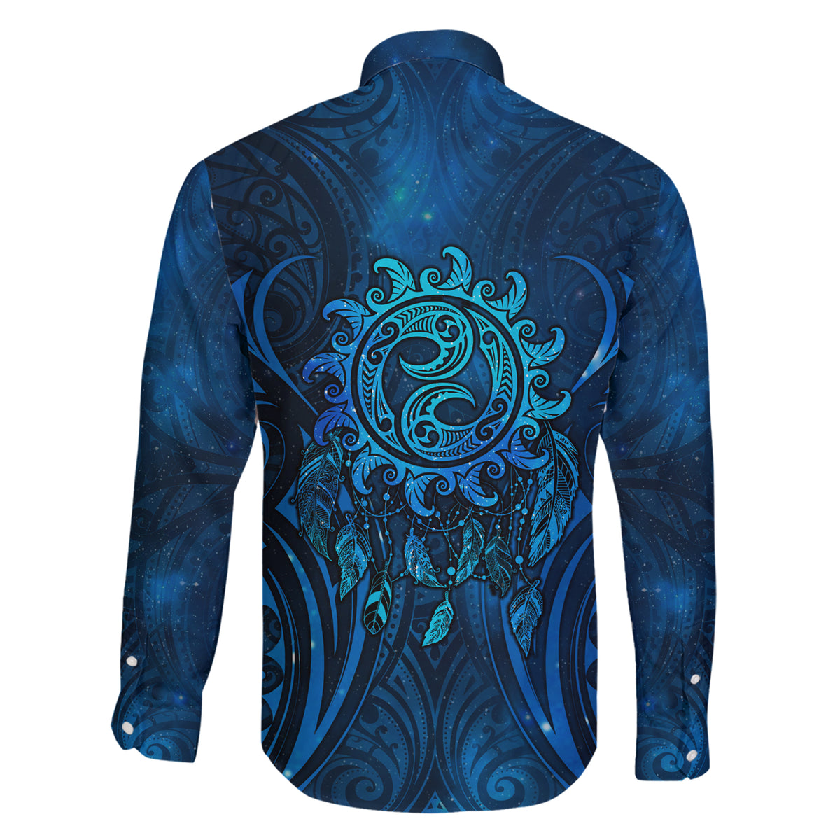 New Zealand Dream Catcher Family Matching Short Sleeve Bodycon Dress and Hawaiian Shirt Maori Koru Pattern Blue Version LT05 - Polynesian Pride