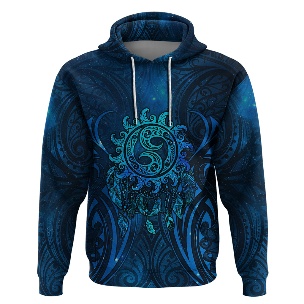 New Zealand Dream Catcher Hoodie Maori Koru Pattern Blue Version