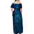 New Zealand Dream Catcher Off Shoulder Maxi Dress Maori Koru Pattern Blue Version