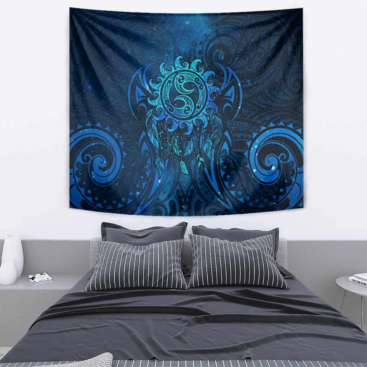 New Zealand Dream Catcher Tapestry Maori Koru Pattern Blue Version